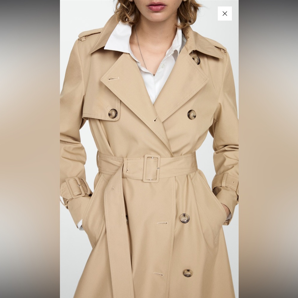 Mng Mango double-breasted cotton trench coat